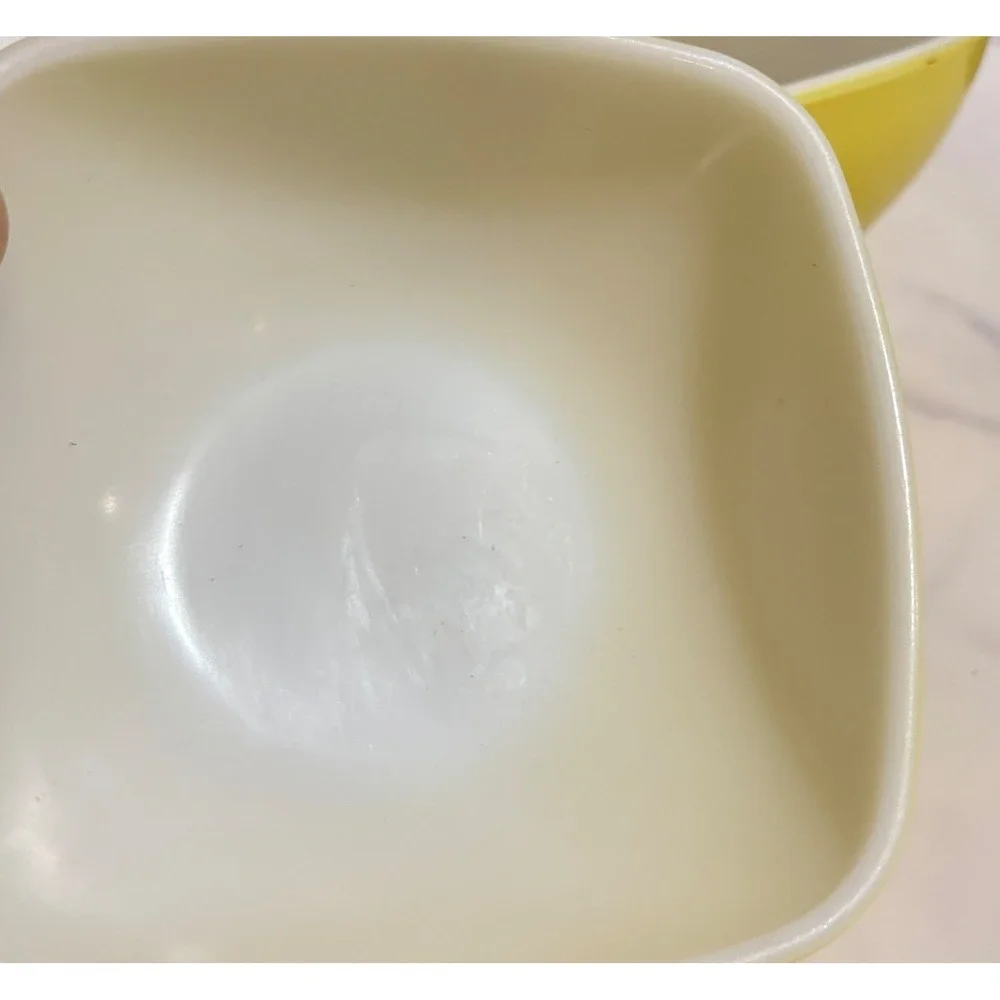 Vintage Pyrex Yellow Square Mixing Bowls Set of 2 Milk Glass MCM
